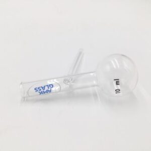 Clear plastic dropper with measurement markings and blue text.