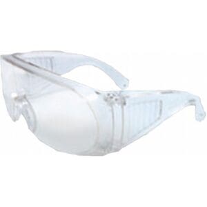 Clear safety goggles for eye protection.