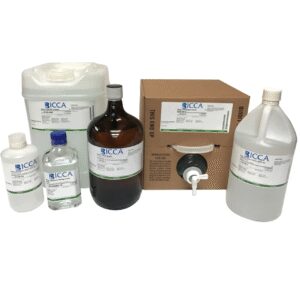 A collection of chemical containers and bottles.