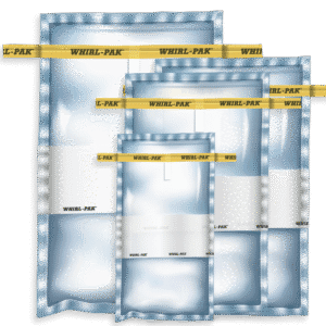 Four transparent document sleeves with yellow 'WORKS' labels.