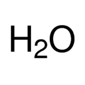 Chemical formula for water, H2O.