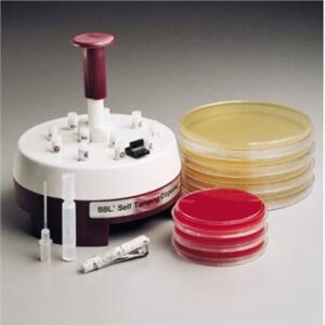 Laboratory centrifuge with petri dishes and sample tubes.